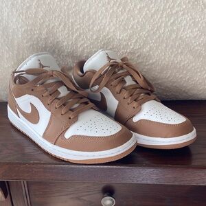 Women’s Nike Air Jordan Low Top Tan and White Athletic Sneakers